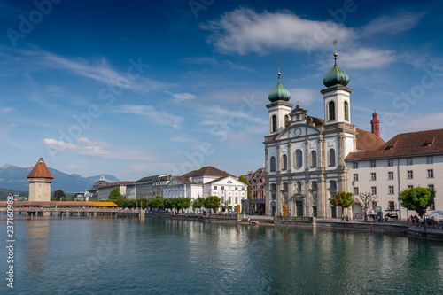 The Lucerne Jesuit Church is a Catholic church in Lucerne along the river Reuss, Switzerland.