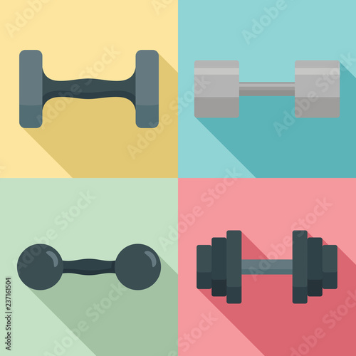 Dumbell icon set. Flat set of dumbell vector icons for web design