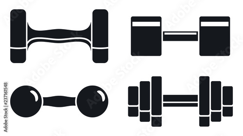 Gym dumbell icon set. Simple set of gym dumbell vector icons for web design on white background