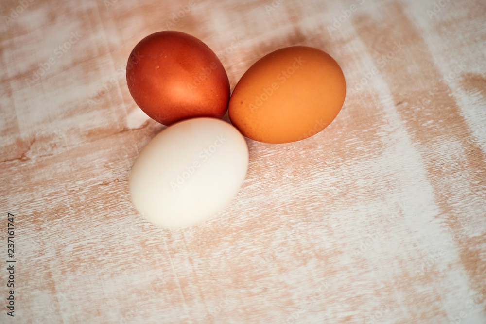 eggs on wooden table eggs on wooden table