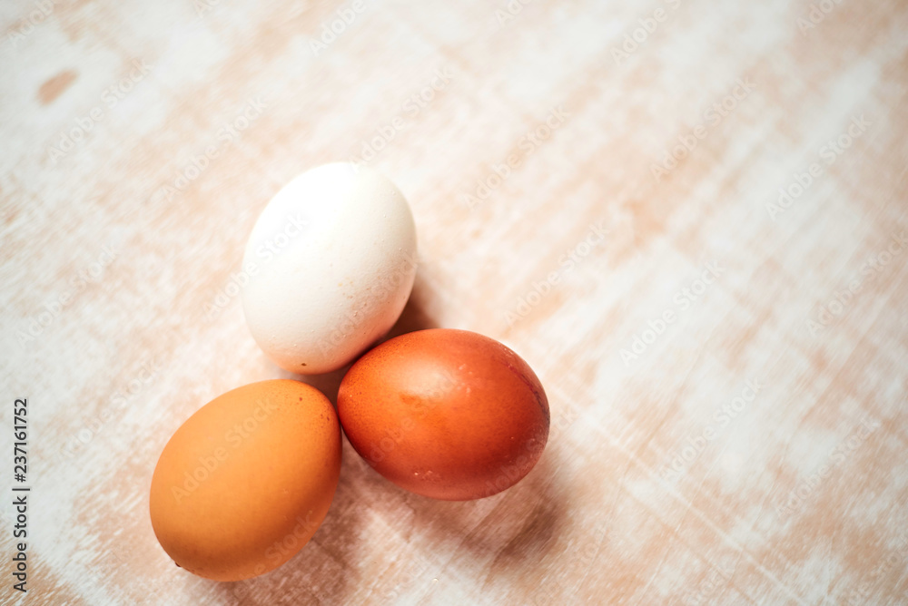 eggs on wooden table
