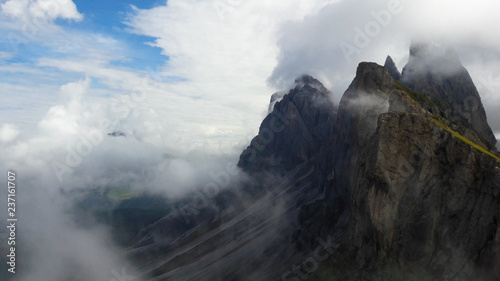 Scene of Gardena valley  Dolomiti Alps. Seceda refuge.
