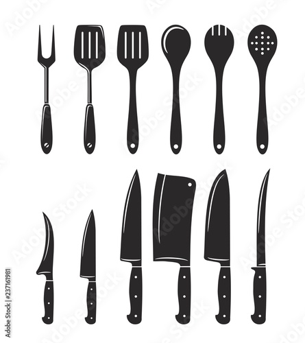 Kitchen utensils icon big vector set