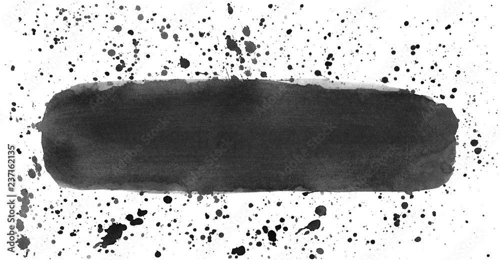 Fototapeta premium Breiter schwarzer Streifen mit Farbklecksen