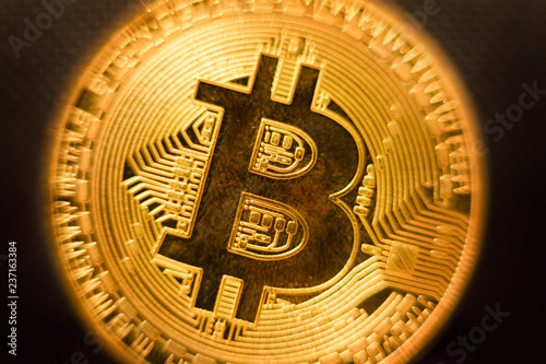 Bitcoin gold coin close-up