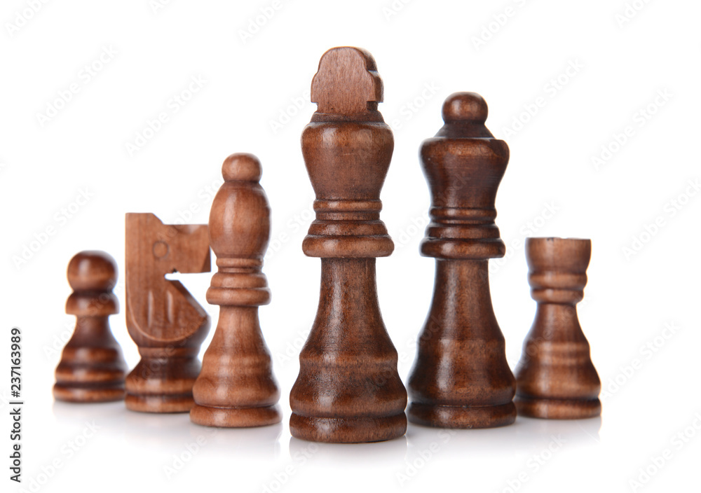 Chess pieces on white background Chess pieces on white background