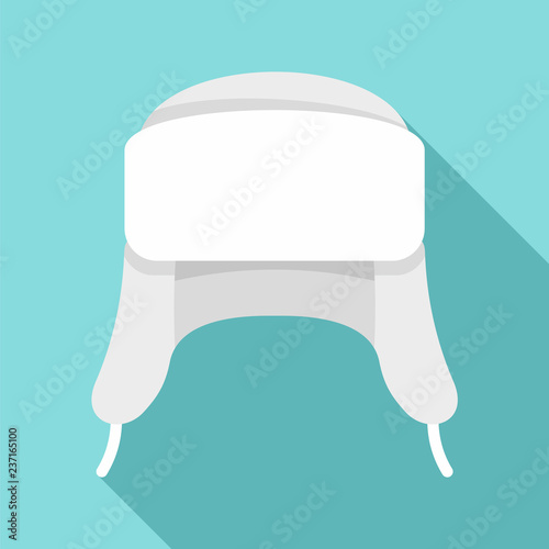 Ear flap winter hat icon. Flat illustration of ear flap winter hat vector icon for web design