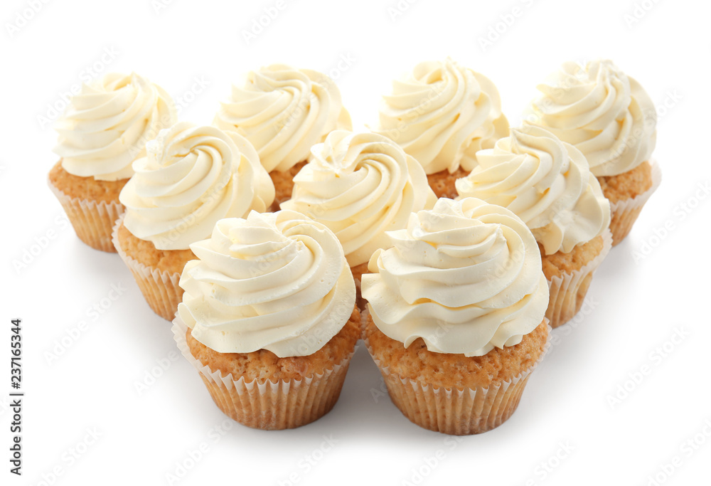 Delicious cupcakes on white background Delicious cupcakes on white background