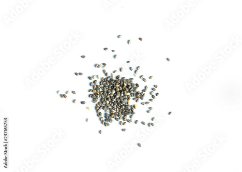 Chia seeds isolated on white background.