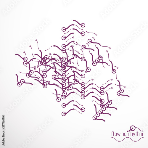 Abstract wavy lines rhythm pattern. Vector technical background  artistic graphic illustration.