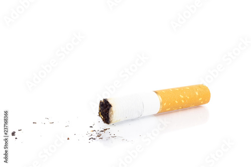 cigarette butt on white background