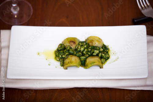 Broad Beans with Spinachs and Artichokes dressed with Olive Oil photo