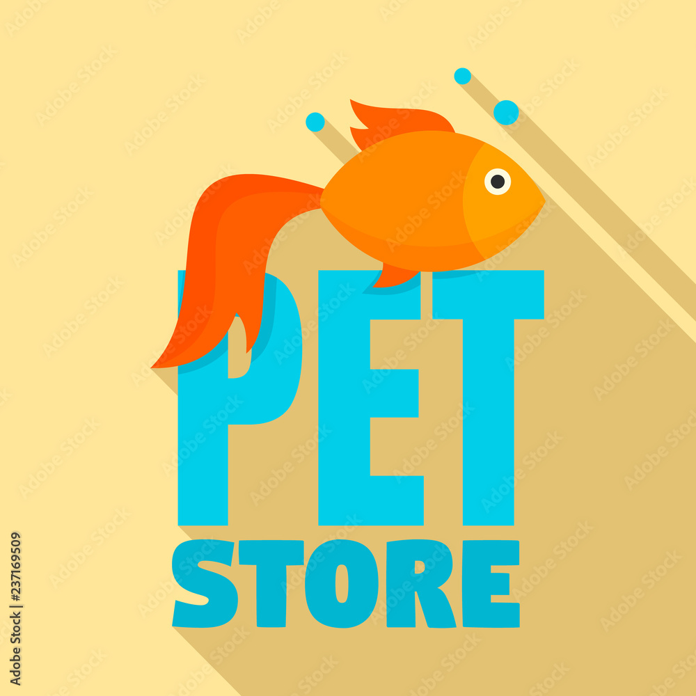 Fish pet store logo. Flat illustration of fish pet store vector logo for web design Stock Vector