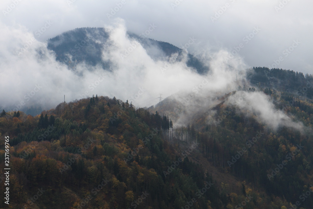 View from ruins of Starhrad castle in Žilina region, Slovakia