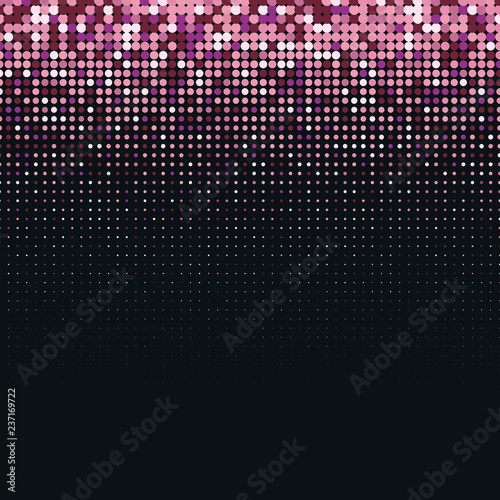 Vector abstract pink halftone pattern on black background. Rose luxury dotted design template