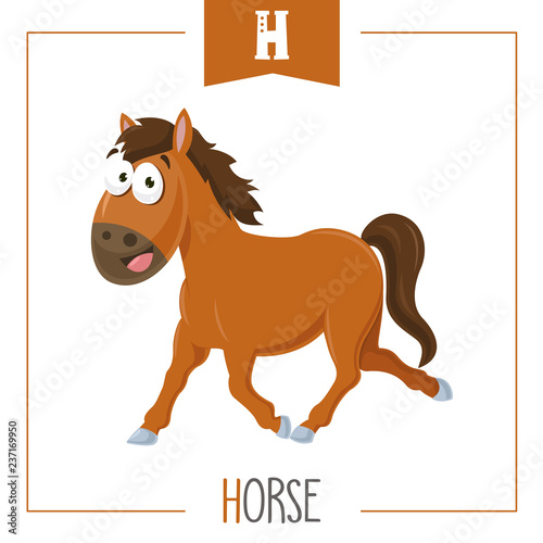 Vector Illustration Of Alphabet Letter H And Horse