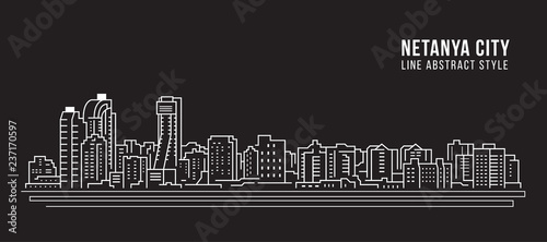 Cityscape Building Line art Vector Illustration design - Netanya city photo