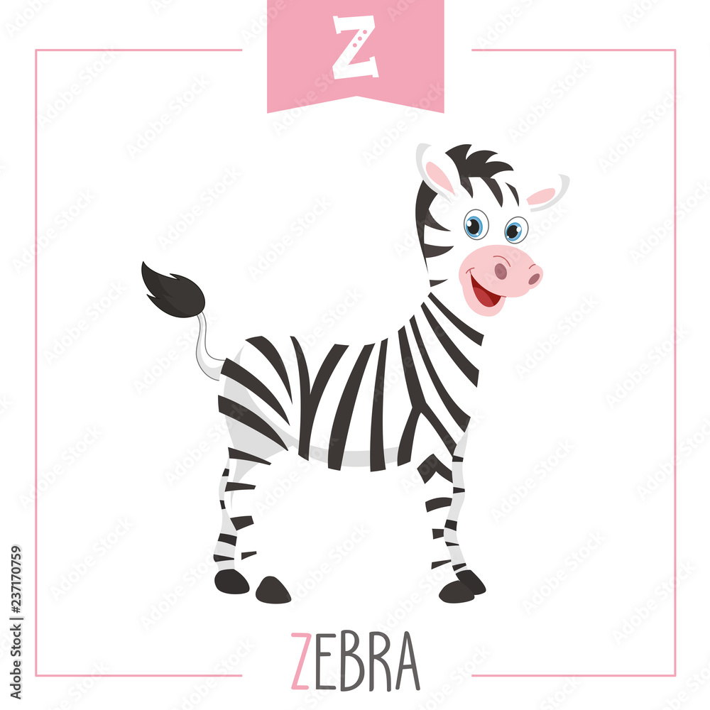 Naklejka premium Vector Illustration Of Alphabet Letter Z And Zebra