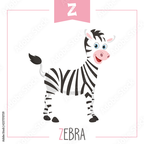 Vector Illustration Of Alphabet Letter Z And Zebra