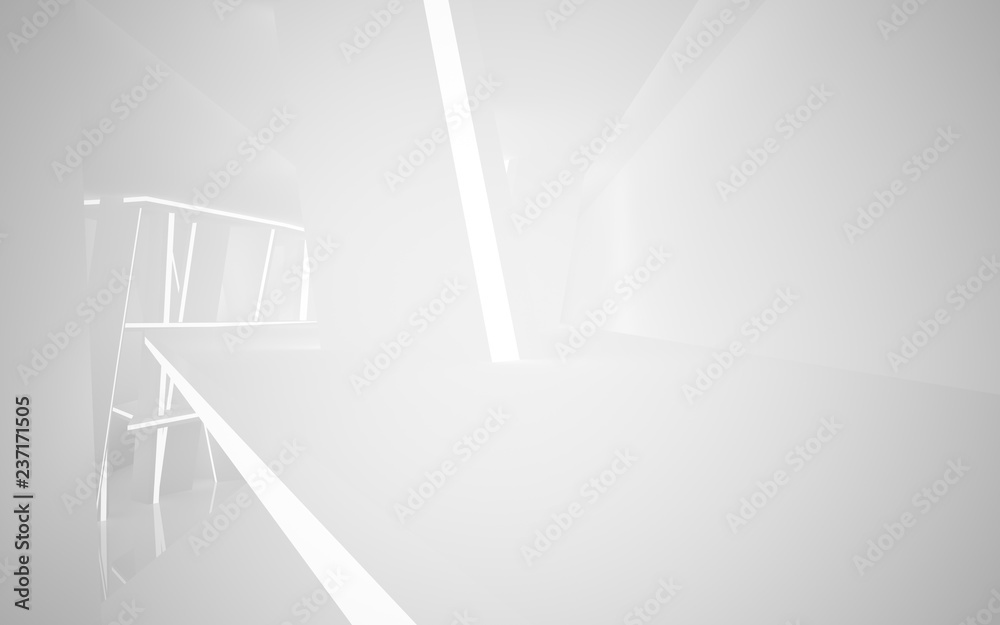 Abstract white interior of the future, with neon lighting. 3D illustration and rendering Abstract white interior of the future, with neon lighting. 3D illustration and rendering