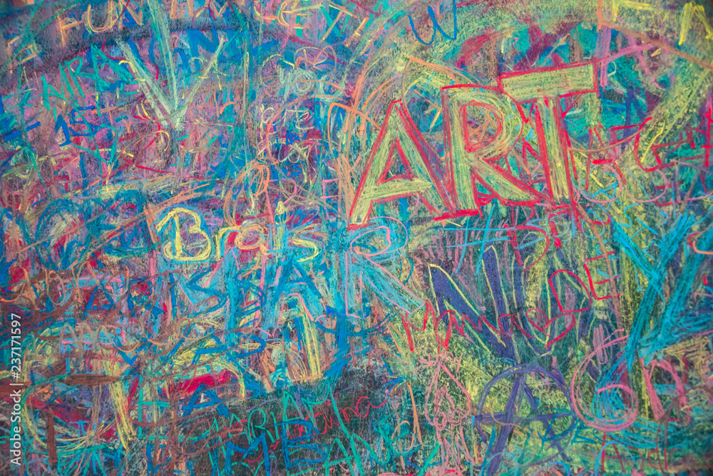 Chalk  wall graffiti closeup