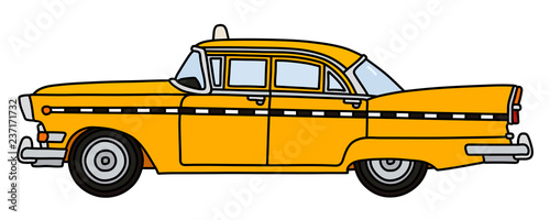 The old american yellow taxi photo