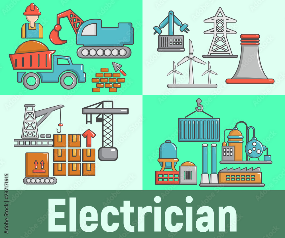 Electrician concept banner. Cartoon banner of electrician vector concept for web, giftcard and postcard