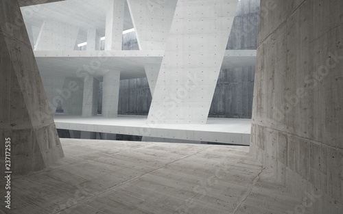 Abstract interior of concrete. Architectural background. 3D illustration and rendering 