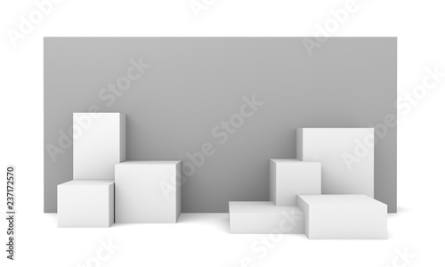 Simple Blank White Cubes Display.. 3D render