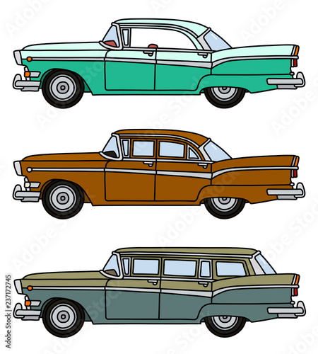 Three funny old big american cars