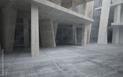 Abstract interior of  concrete. Architectural background. 3D illustration and rendering 
