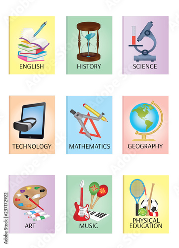 Education subject books - English, History, Science, Technology, Mathematics, Geography, Art, Music and Physical Education