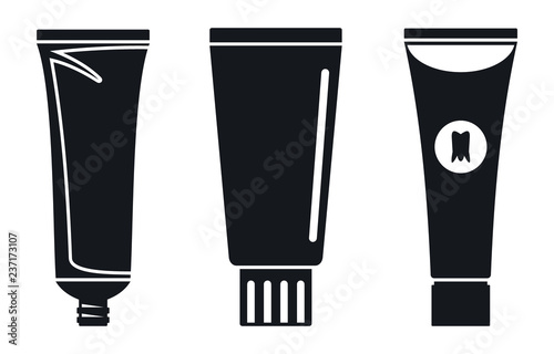 Toothpaste tube icon set. Simple set of toothpaste tube vector icons for web design on white background