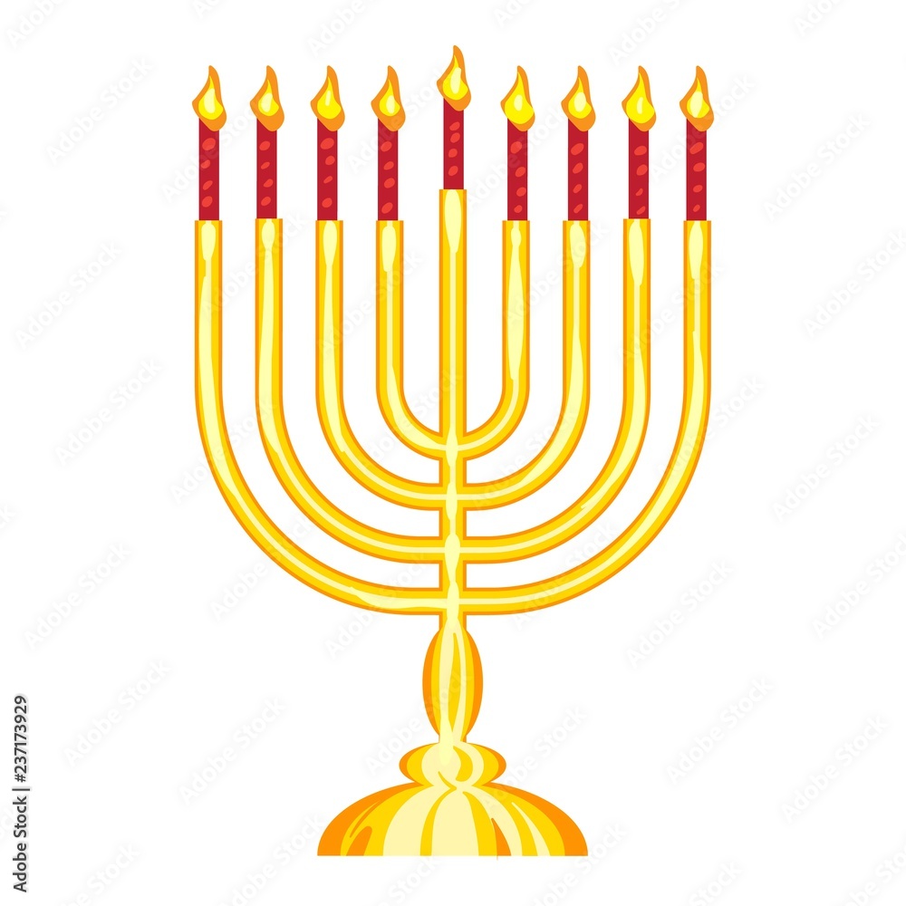 Jewish menorah icon. Cartoon of jewish menorah vector icon for web design isolated on white background Jewish menorah icon. Cartoon of jewish menorah vector icon for web design isolated on white background