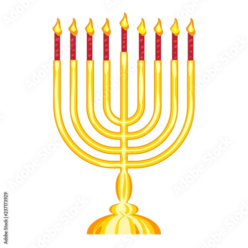 Jewish menorah icon. Cartoon of jewish menorah vector icon for web design isolated on white background