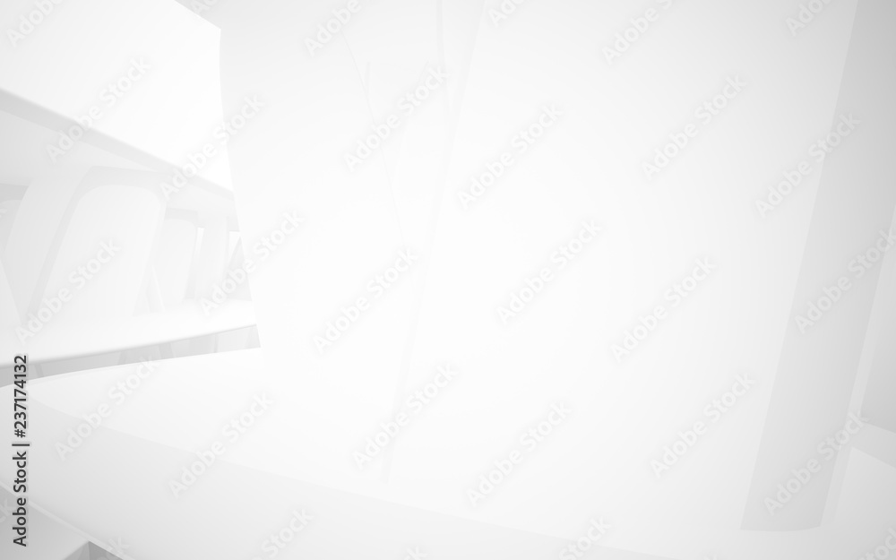 Abstract smooth white interior of the future. Architectural background. 3D illustration and rendering 
