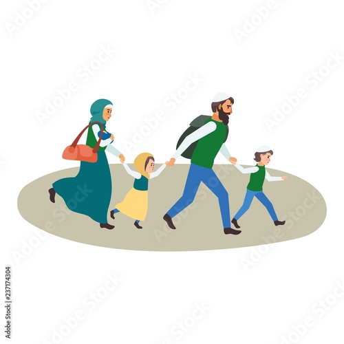 Refugee family icon. Flat illustration of refugee family vector icon for web design