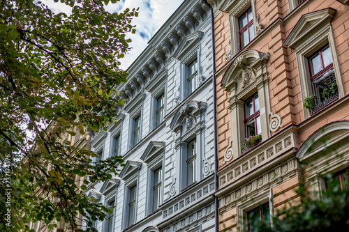 Photography Architectural elements of old residential building in downtown Prague, Czech Rep