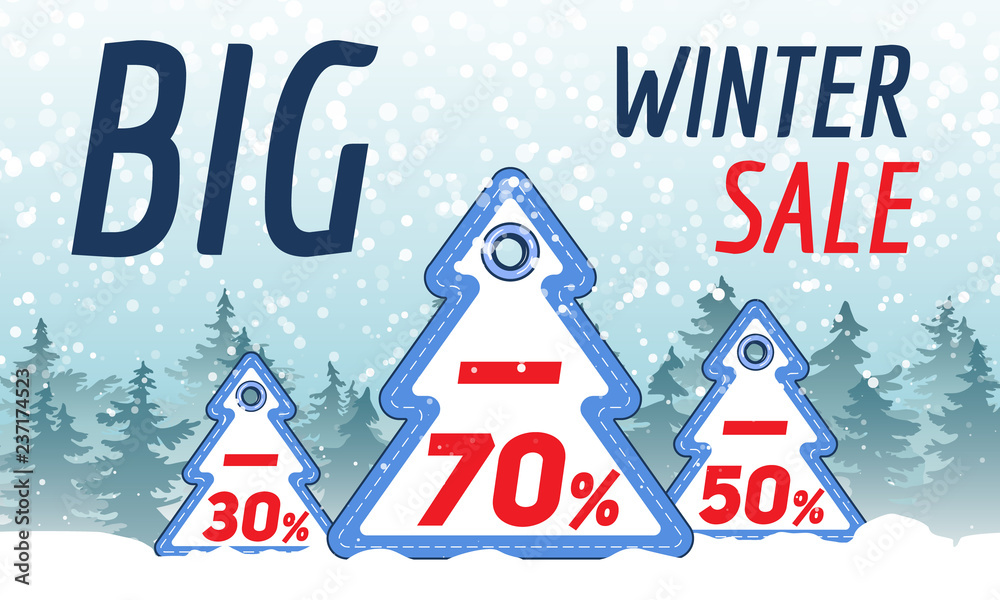 Big winter sale concept banner. Cartoon illustration of big winter sale vector concept banner for web design Big winter sale concept banner. Cartoon illustration of big winter sale vector concept banner for web design