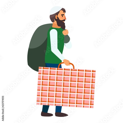 Immigrant man icon. Flat illustration of immigrant man vector icon for web design