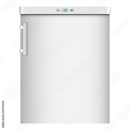 Modern home refrigerator icon. Realistic illustration of modern home refrigerator vector icon for web design isolated on white background