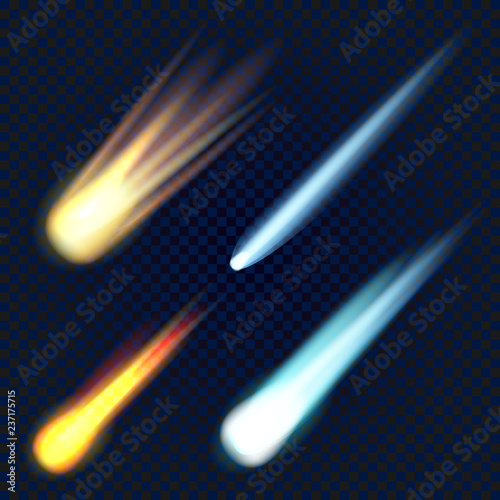 Meteorite icon set. Realistic set of meteorite vector icons for web design