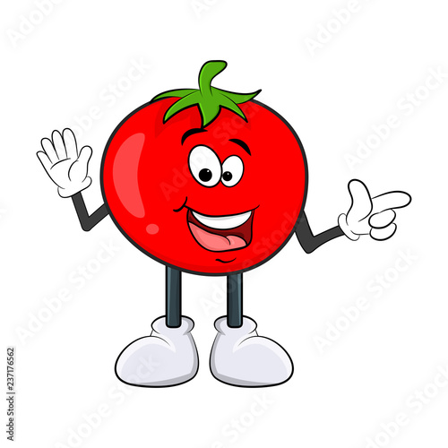 Funny tomato character cartoon design isolated on white background