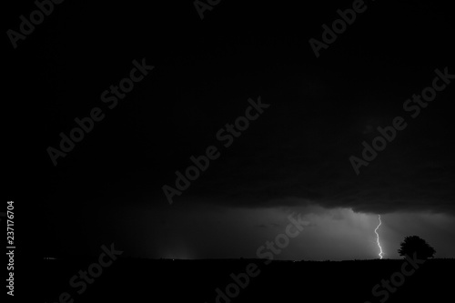 Storm and lightning in Balaguer  Lleida  Spain