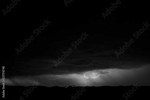Storm and lightning in Balaguer, Lleida, Spain