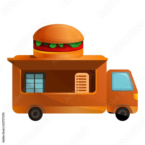 Burger truck icon. Cartoon of burger truck vector icon for web design isolated on white background