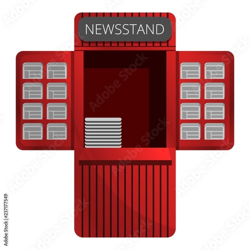 Newspaper kiosk icon. Cartoon of newspaper kiosk vector icon for web design isolated on white background