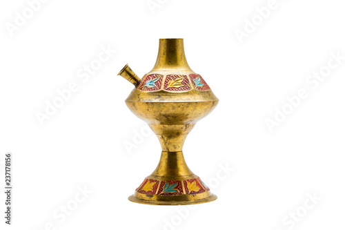 Gold antique lamp on white background