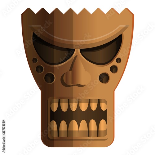 Wood tiki idol icon. Cartoon of wood tiki idol vector icon for web design isolated on white background