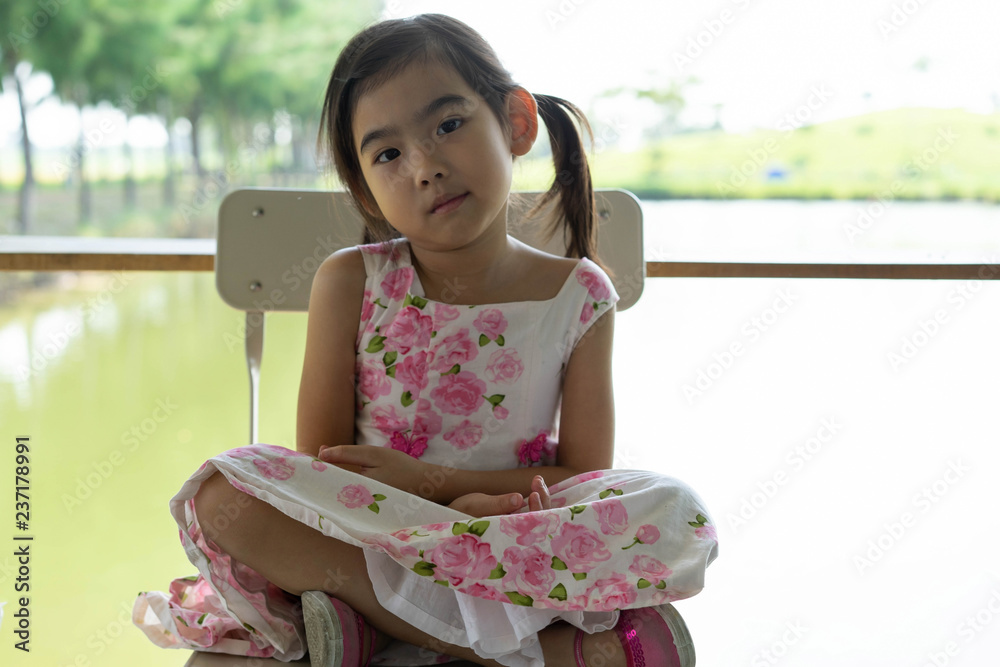 Asian child cute girl dress shirts Pink flower Asian child cute girl dress shirts Pink flower